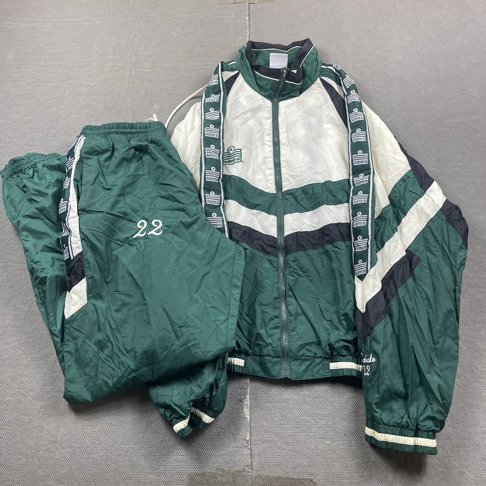 Vintage Admiral Tracksuit Suit Mens Large Green Windbreaker Hip Hop Retro Set